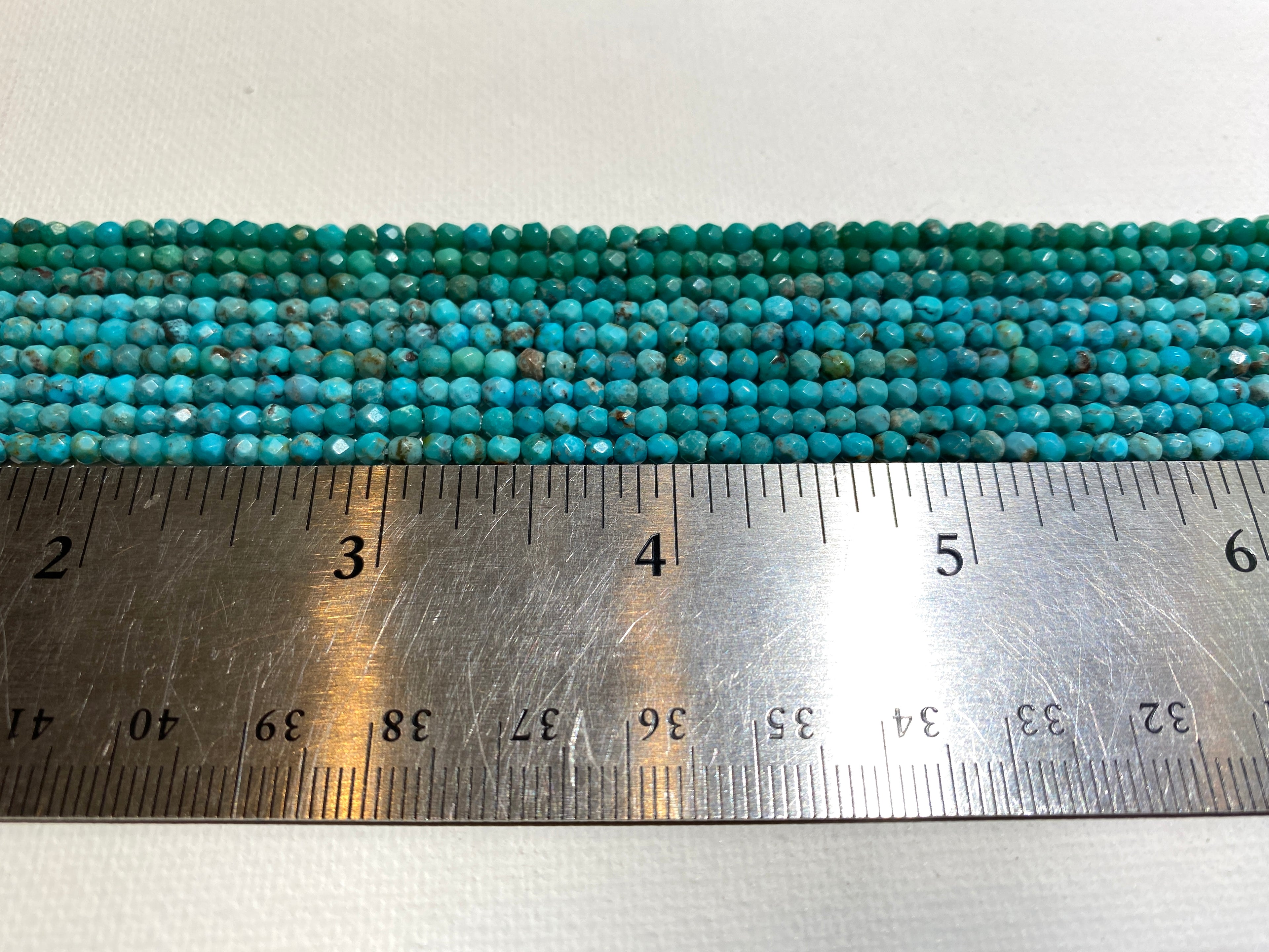 Natural Turquoise Faceted Rounds - 3mm