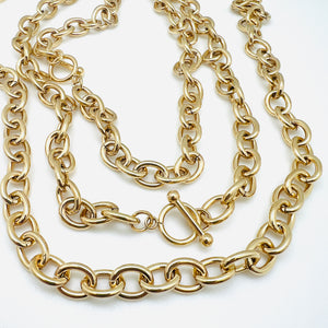 Plated Stainless Large Cable Chain with Toggle - 18"