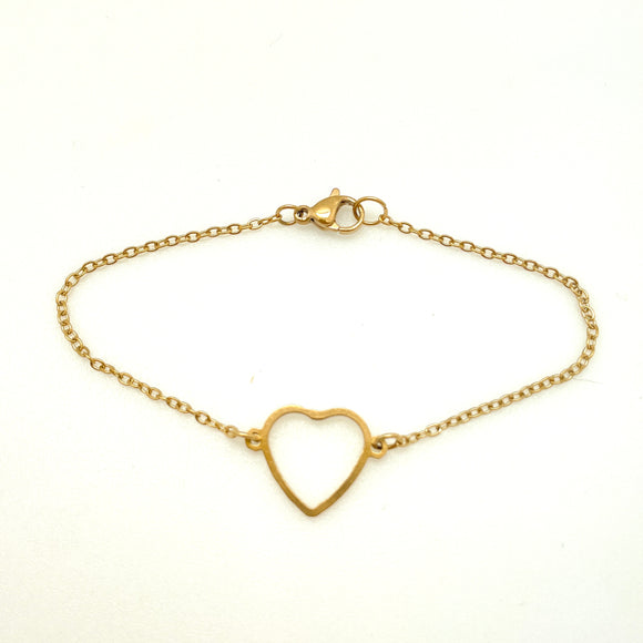 Plated Stainless Steel Heart Bracelet