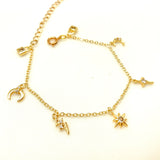 Bitty charm bracelet gold plated brass