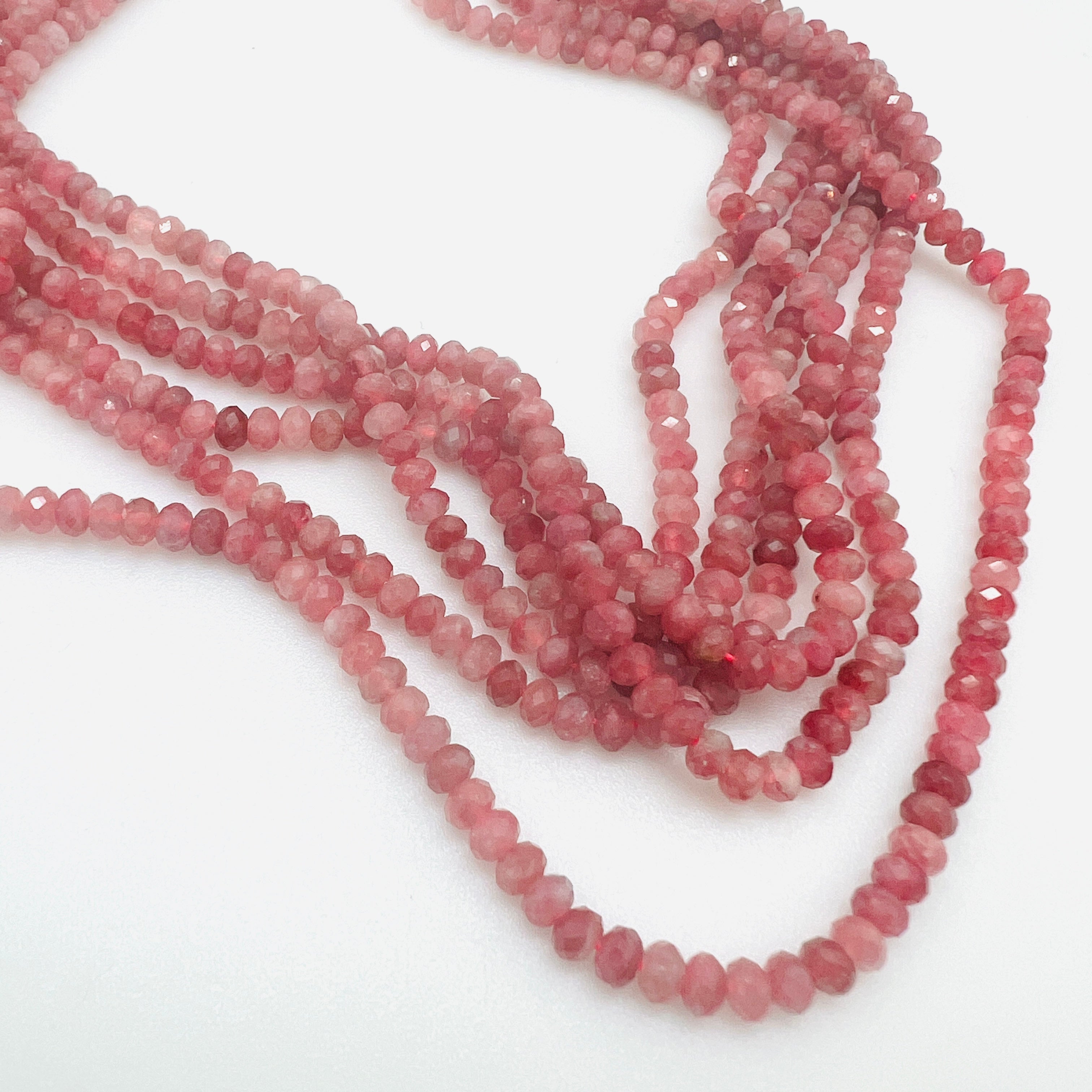 Pink Tourmaline Faceted Rondelles - 3x4mm