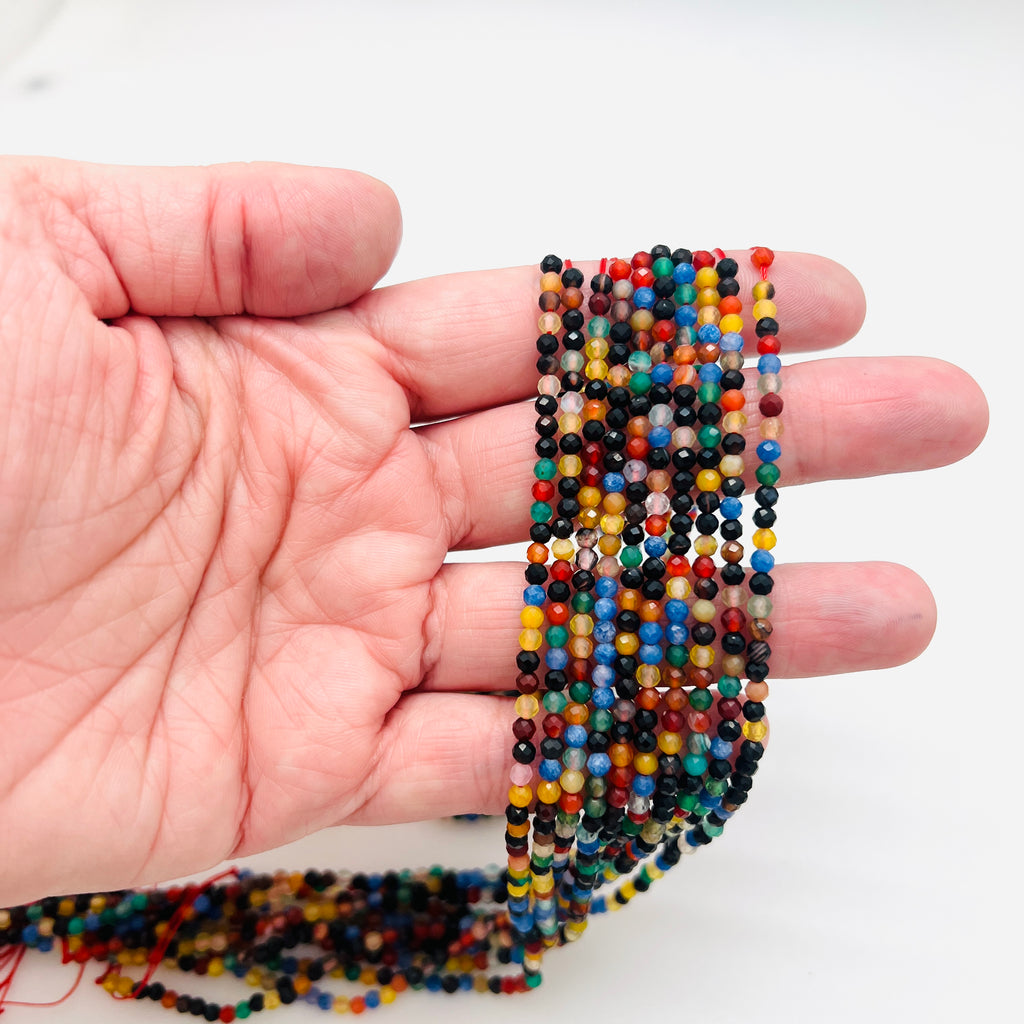 Multi-Color Agate Faceted Rounds - 3mm