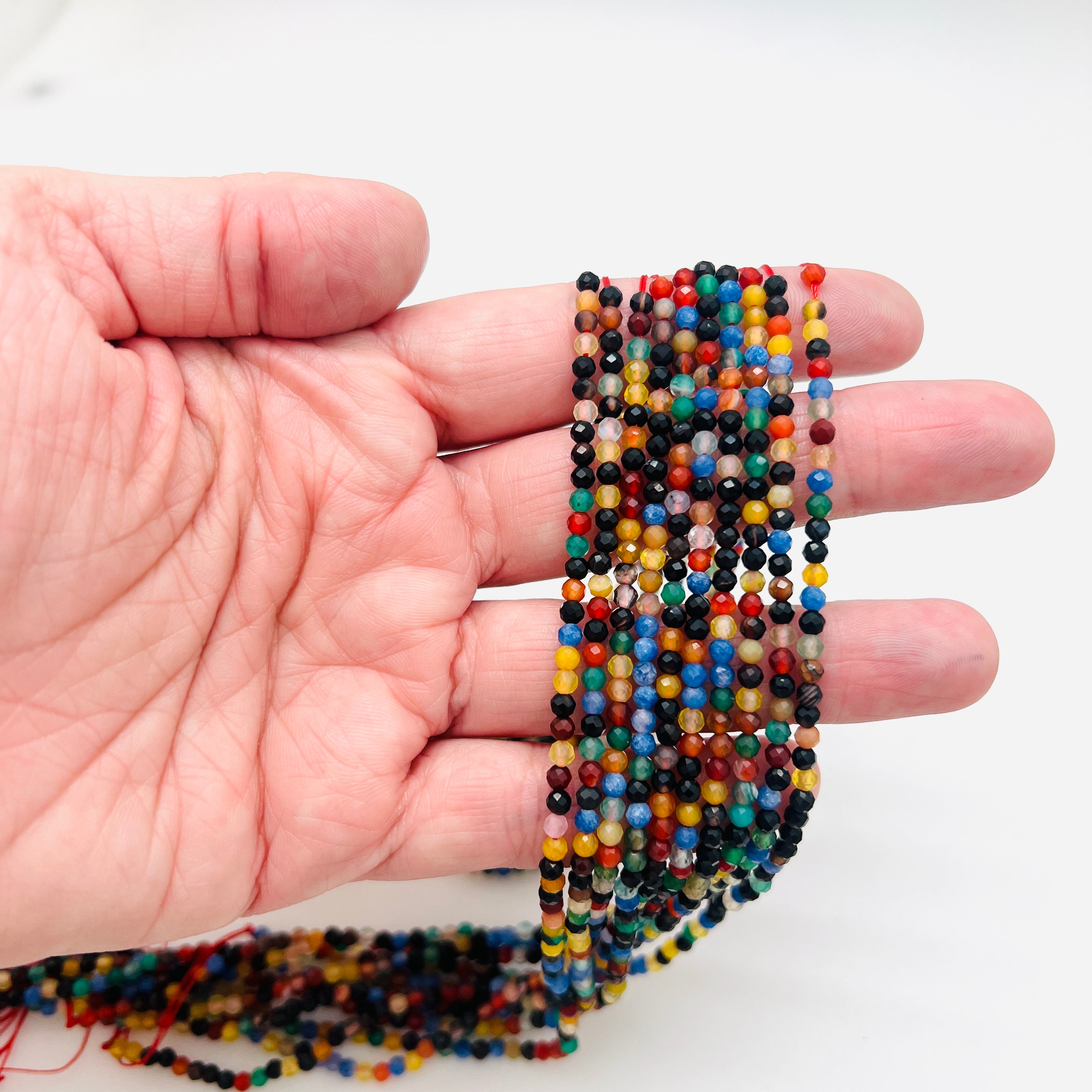 Multi-Color Agate Faceted Rounds - 3mm