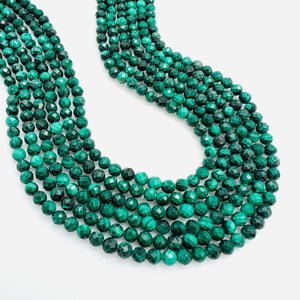 Malachite Faceted Rounds - 4mm