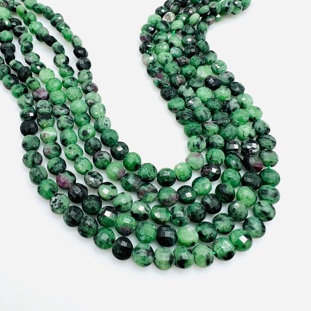 Ruby Zoisite Faceted Coins - 6mm
