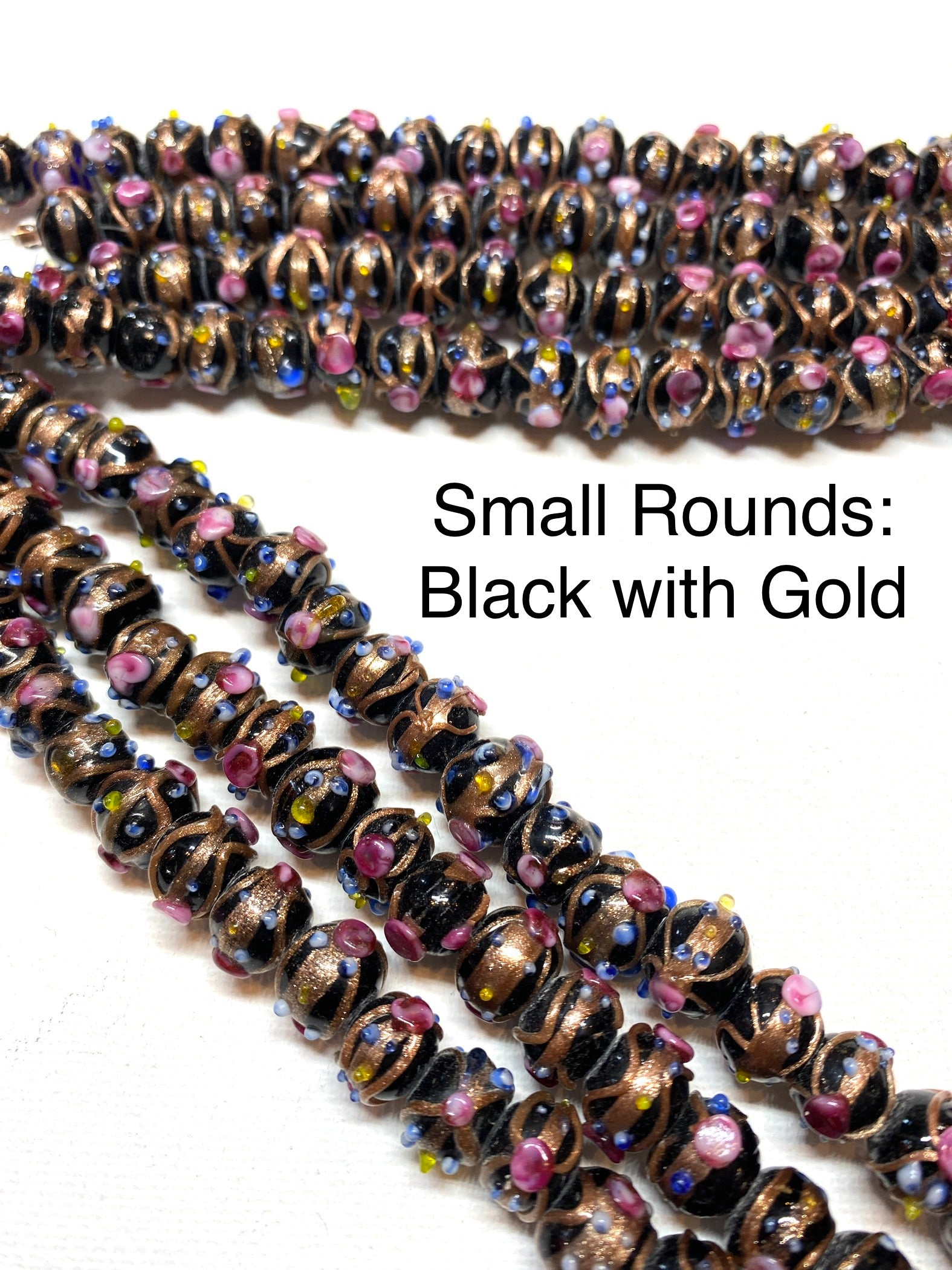 Venetian Style Glass Beads - Small Rounds