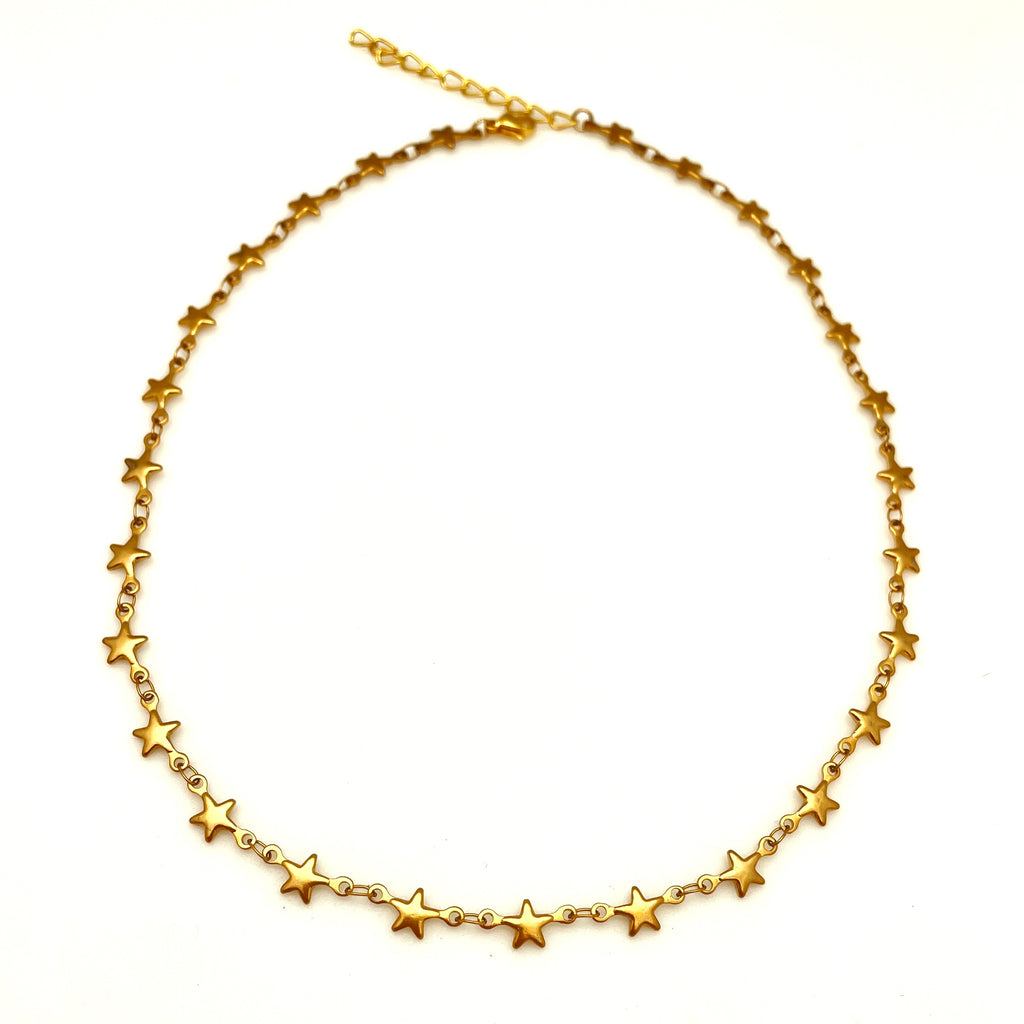 Plated Stainless Steel Star Necklace - 16"