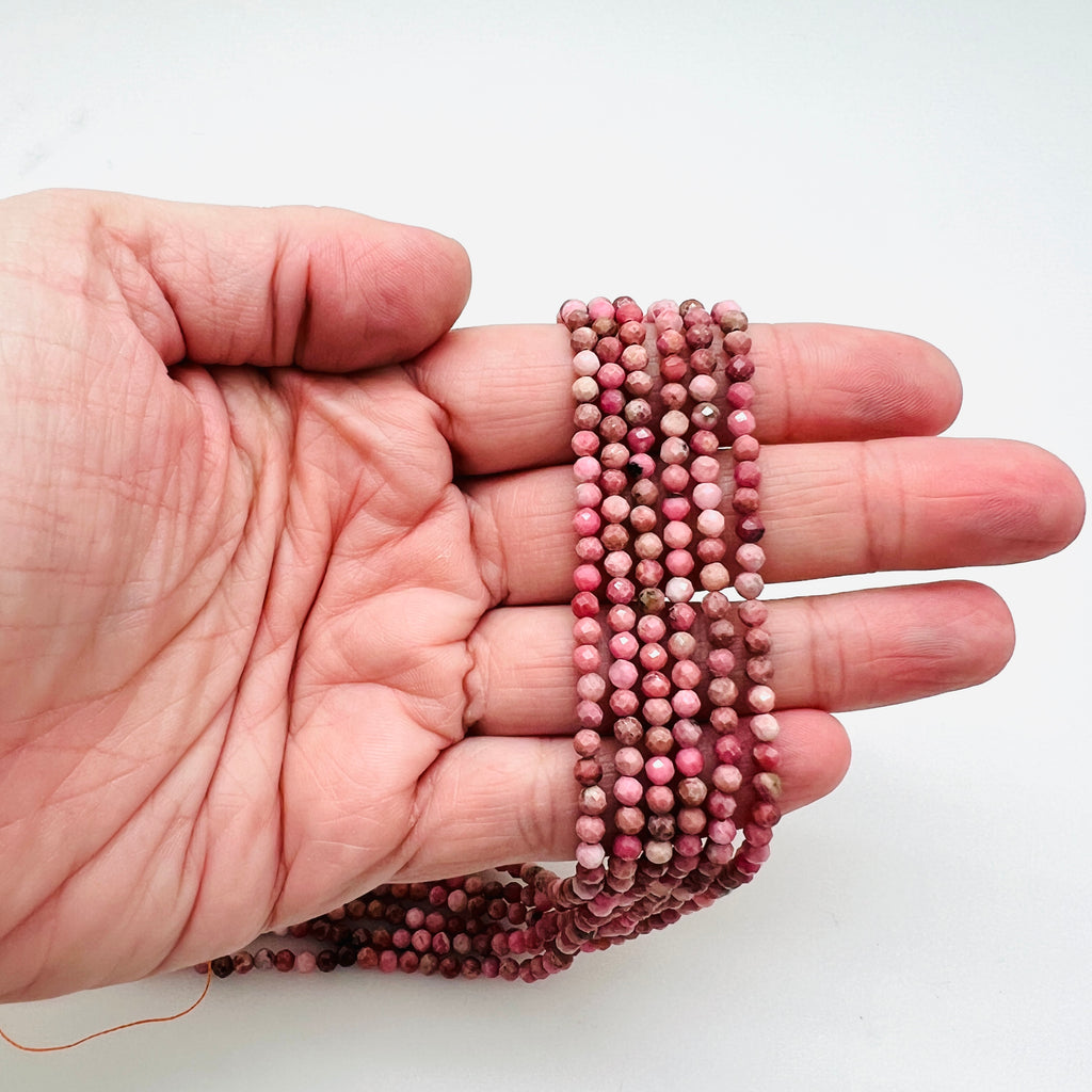 Rhodonite Faceted Rounds - 3mm