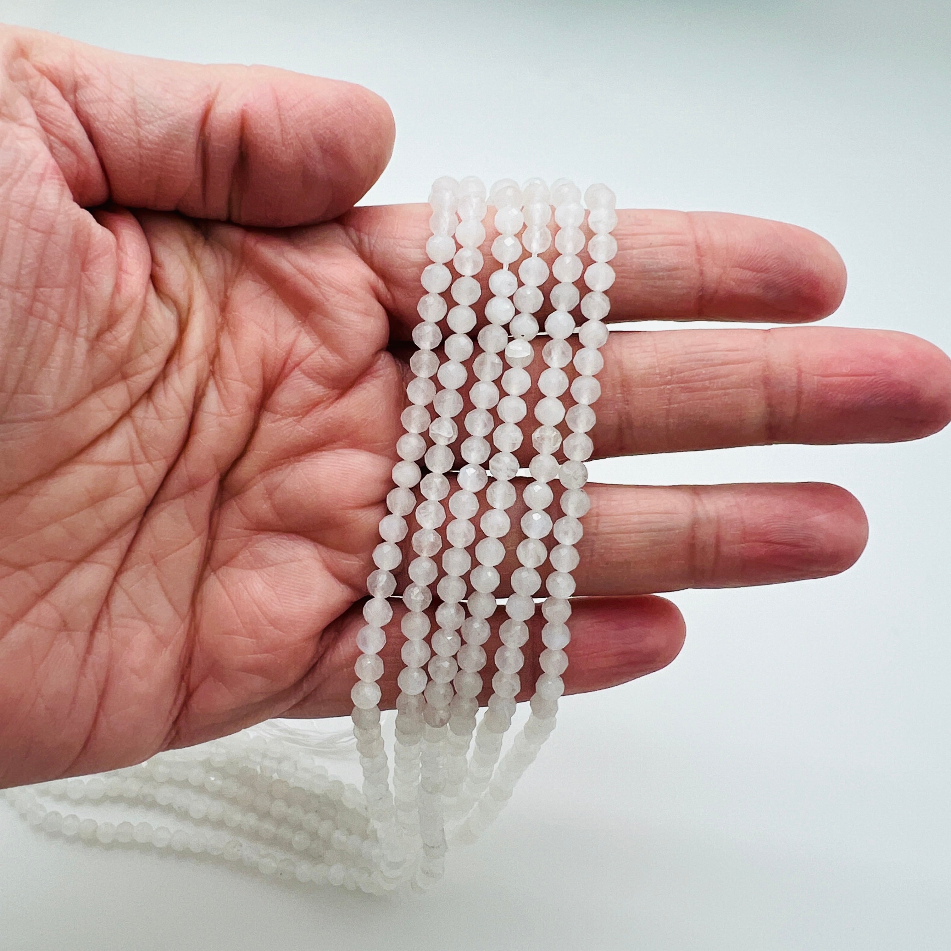 Rainbow Moonstone Faceted Rounds - 4mm