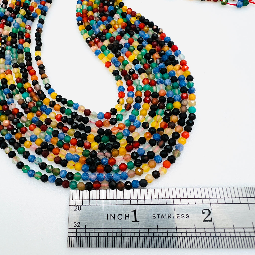 Multi-Color Agate Faceted Rounds - 3mm