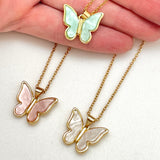Gold Stainless Necklace with Pearly Butterfly 18”