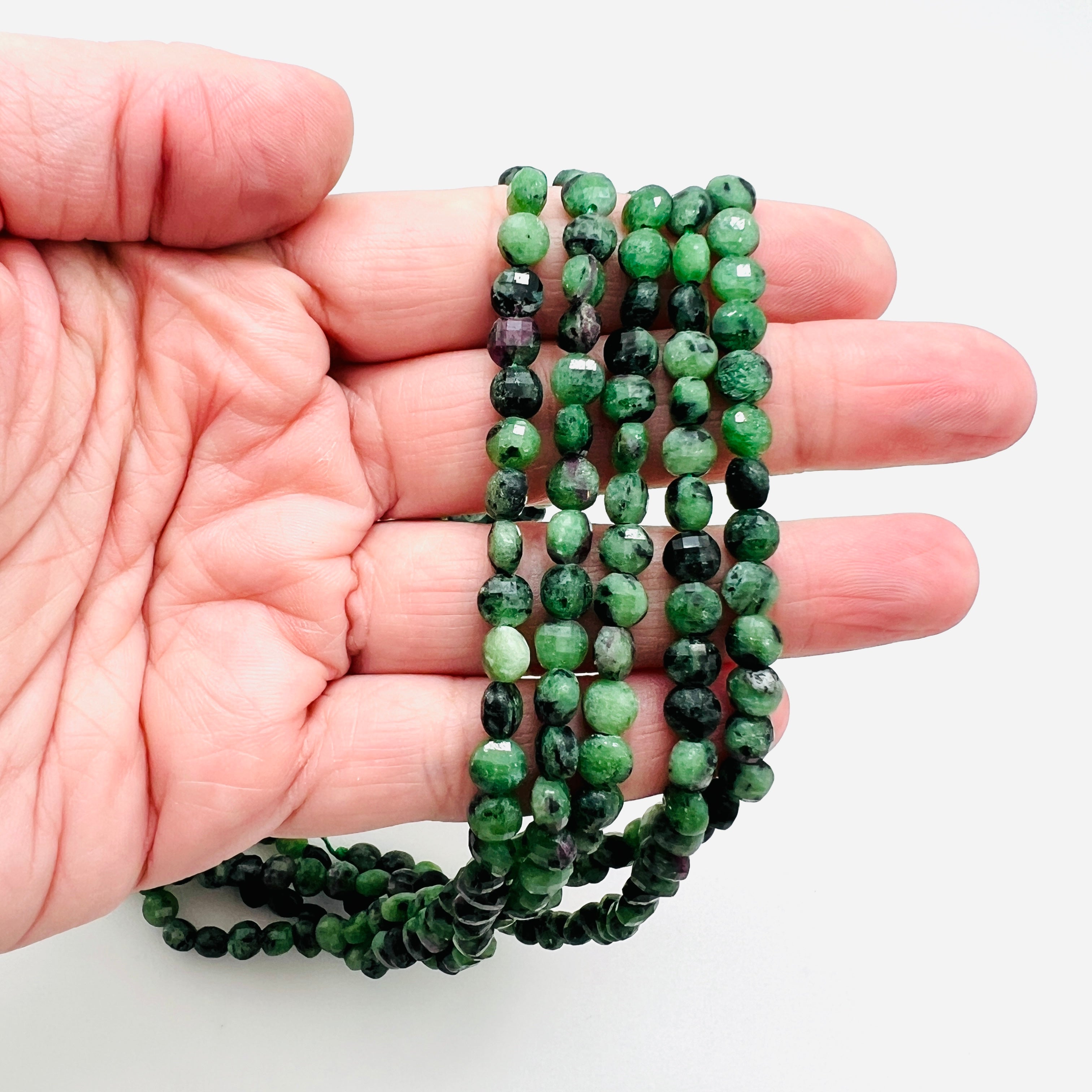 Ruby Zoisite Faceted Coins - 6mm