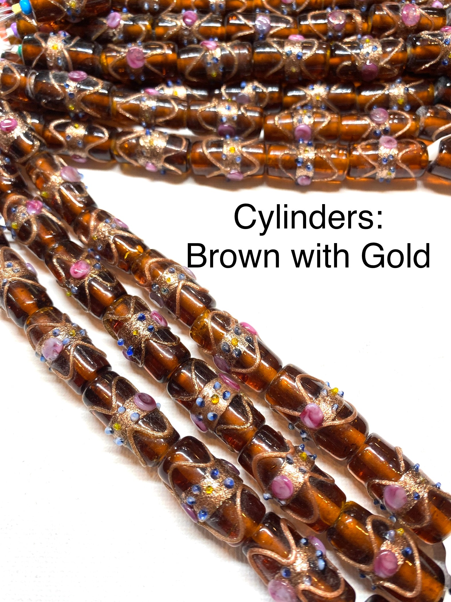 Venetian Style Glass Beads - Cylinders