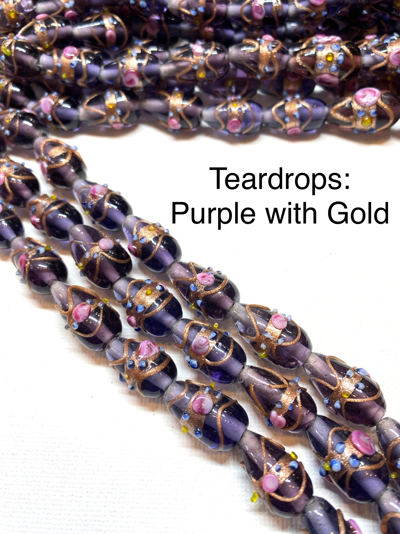 Venetian Style Glass Beads - Teardrops