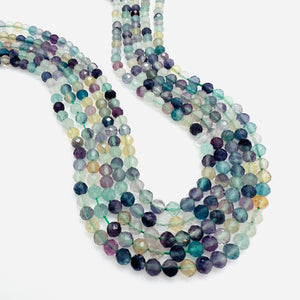 Rainbow Fluorite Faceted Rounds - 4mm