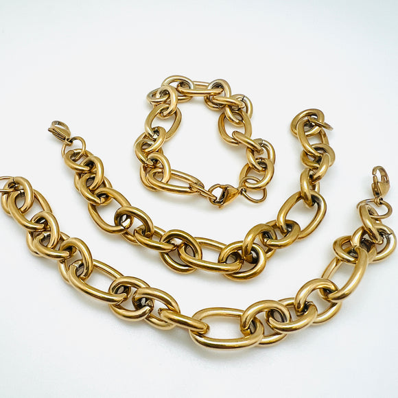 Plated Stainless Large Cable Chain Bracelet