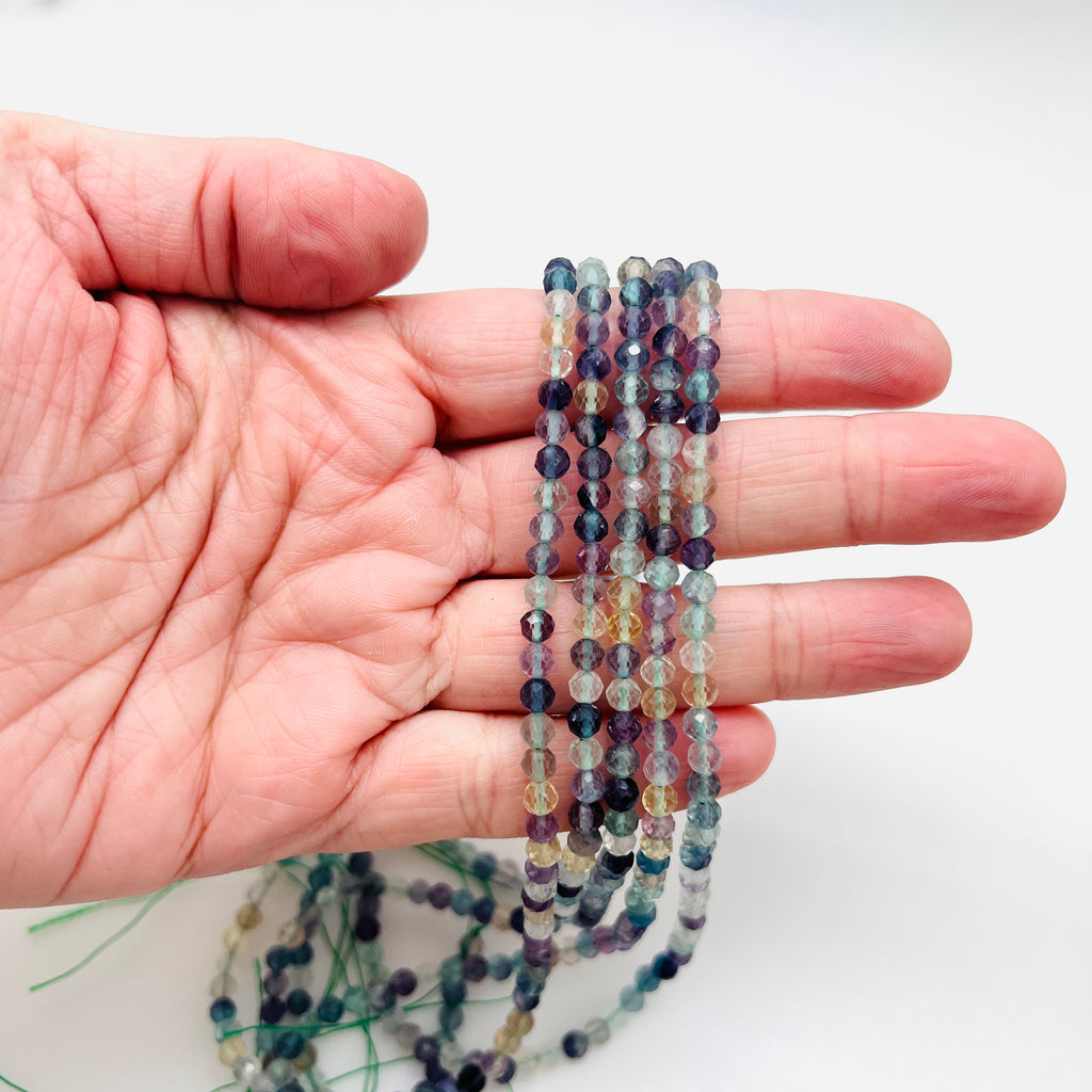 Rainbow Fluorite Faceted Rounds - 4mm