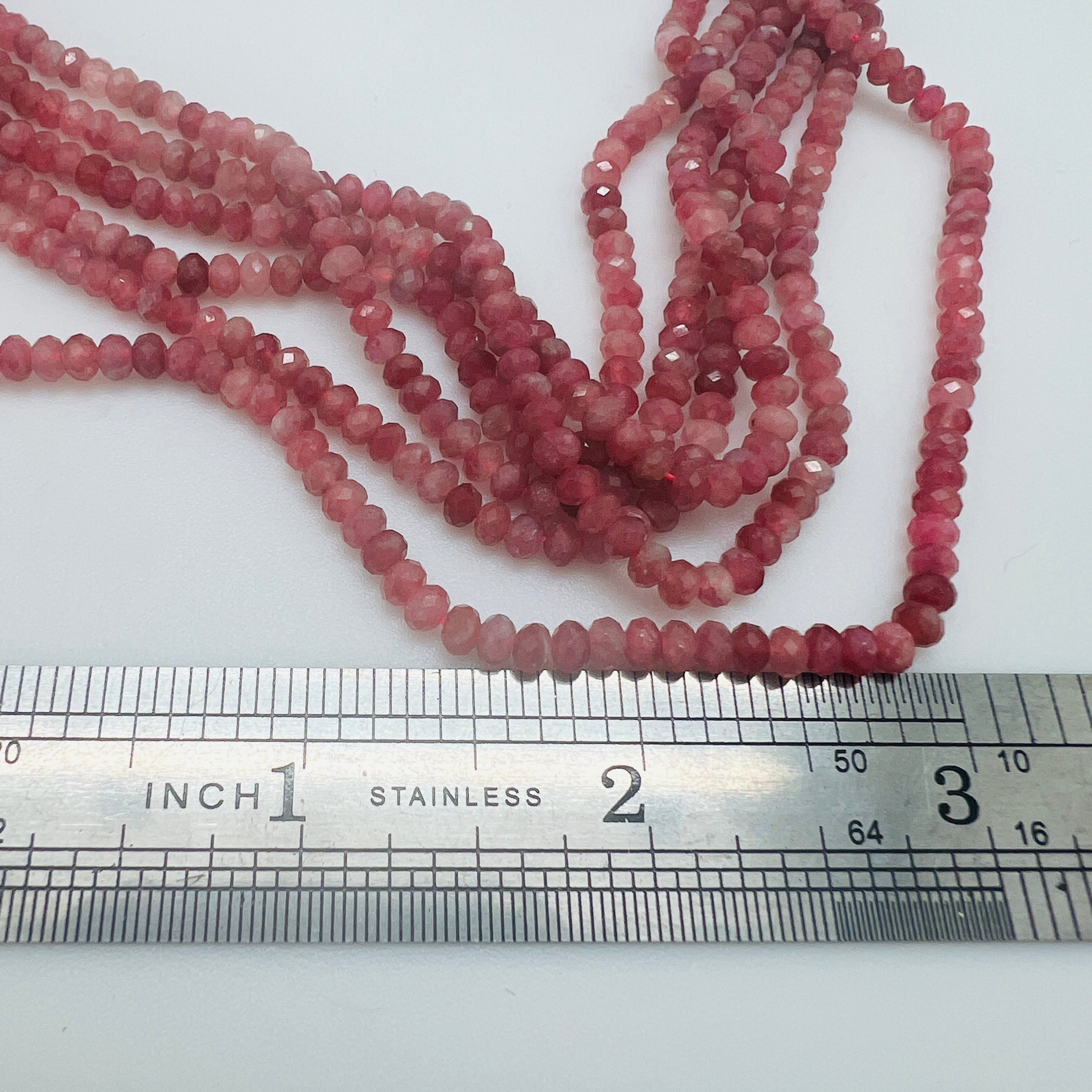 Pink Tourmaline Faceted Rondelles - 3x4mm