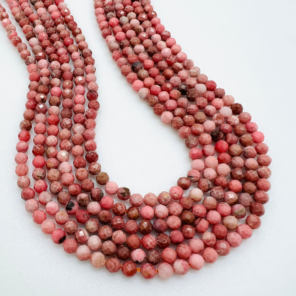 Rhodonite Faceted Rounds - 3mm