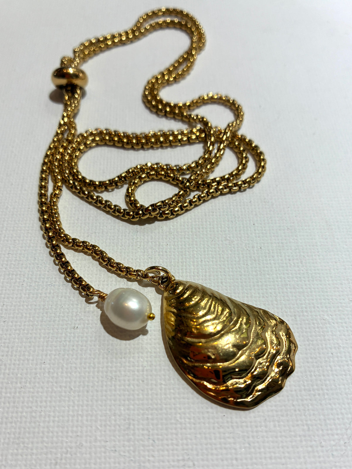 Oyster and Pearl Bolo Necklace