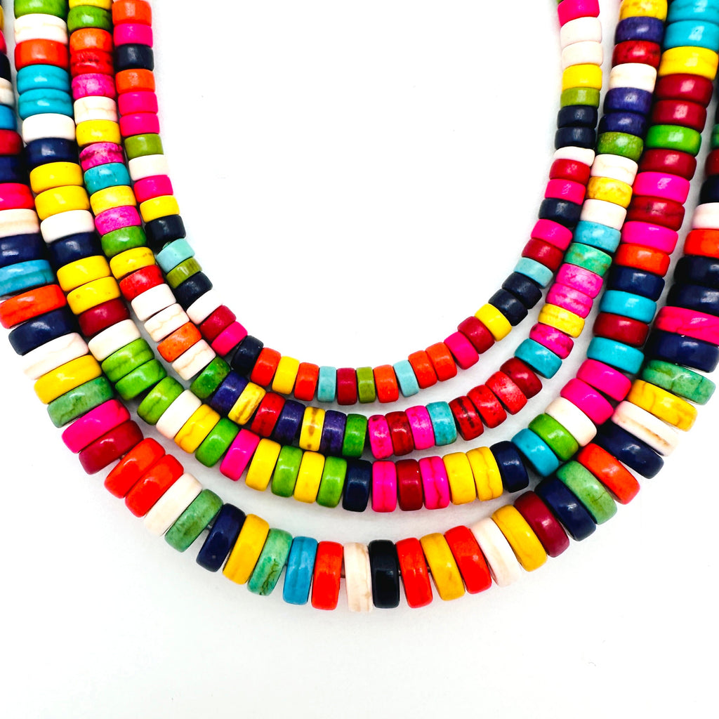 Dyed Magnesite- Multicolor Heishi