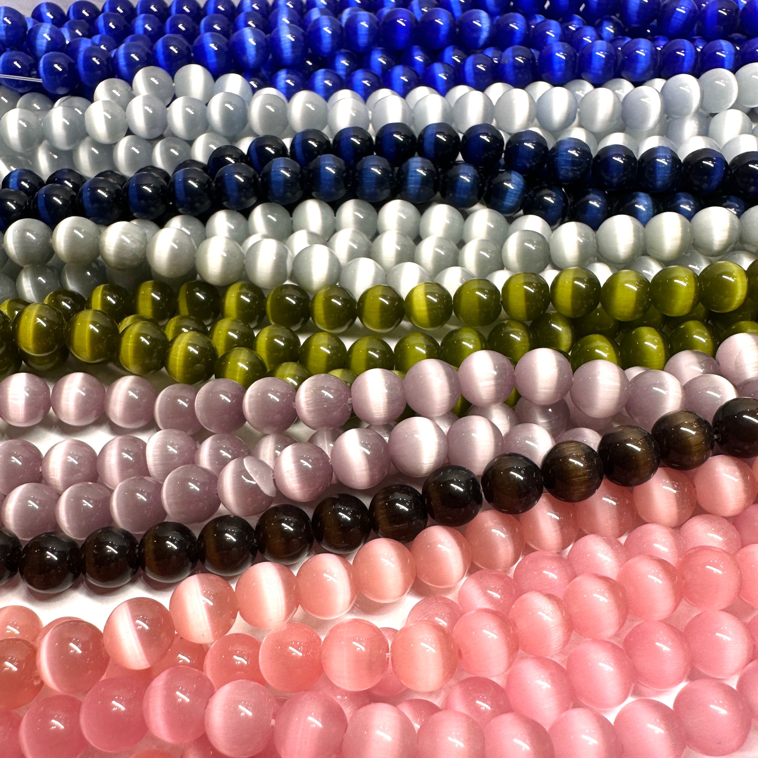 Cats Eye Glass Rounds-8mm