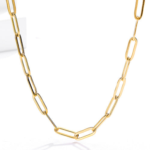 golden flat paperclip chain over white background. 