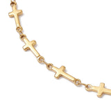 zoomed section of golden cross link chain over white background. 