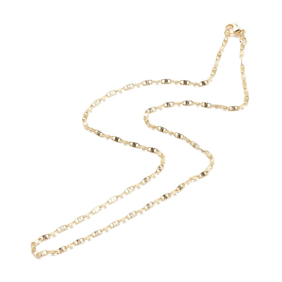 golden sunburst oval link chain necklace with lobster claw clasp over white background. 
