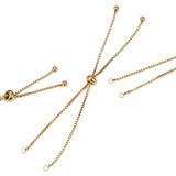 10 inch adjustable, golden plated, stainless steel slider bracelet with slider stopper beads.