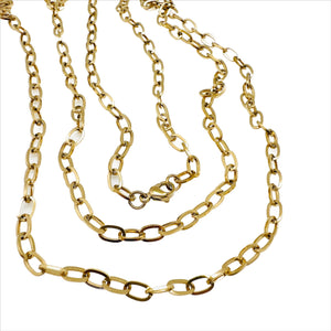 Oval Cable Chain Necklace - Plated Stainless - 19"