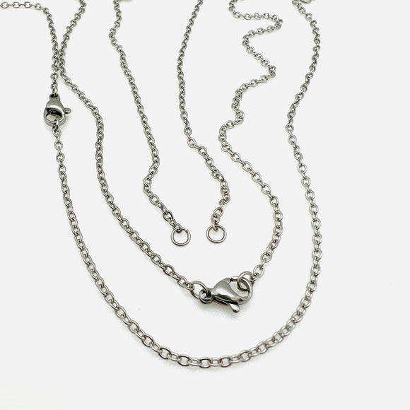 Small Cable Connector Necklace - Stainless - 18