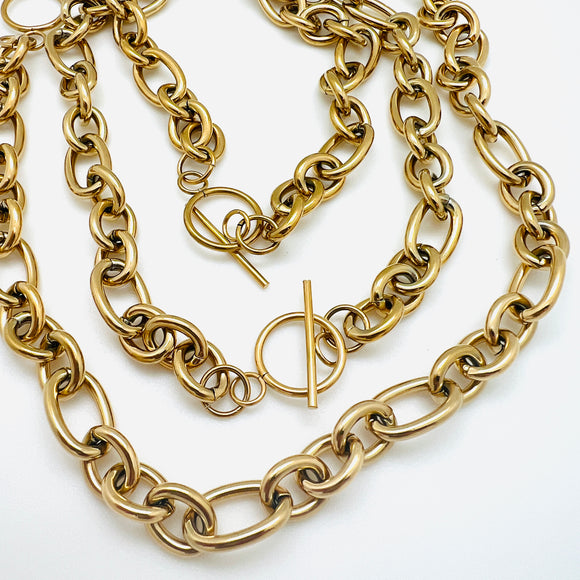 Rolo Chain Necklace with Toggle - Plated Stainless - 18.5