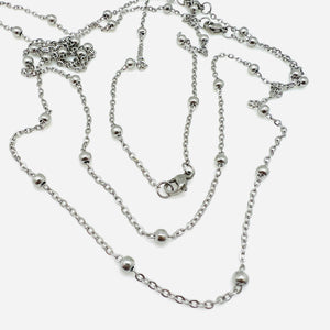 Large Bead Satellite Chain Necklace - Stainless - 20"