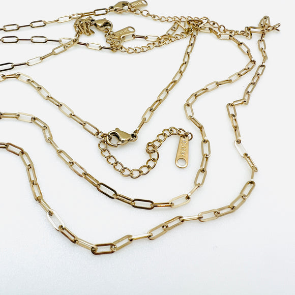 Small Paperclip Chain Necklace - Plated Stainless - 16.5