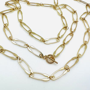 Safety Pin Link Necklace - Plated Brass - 17.5"