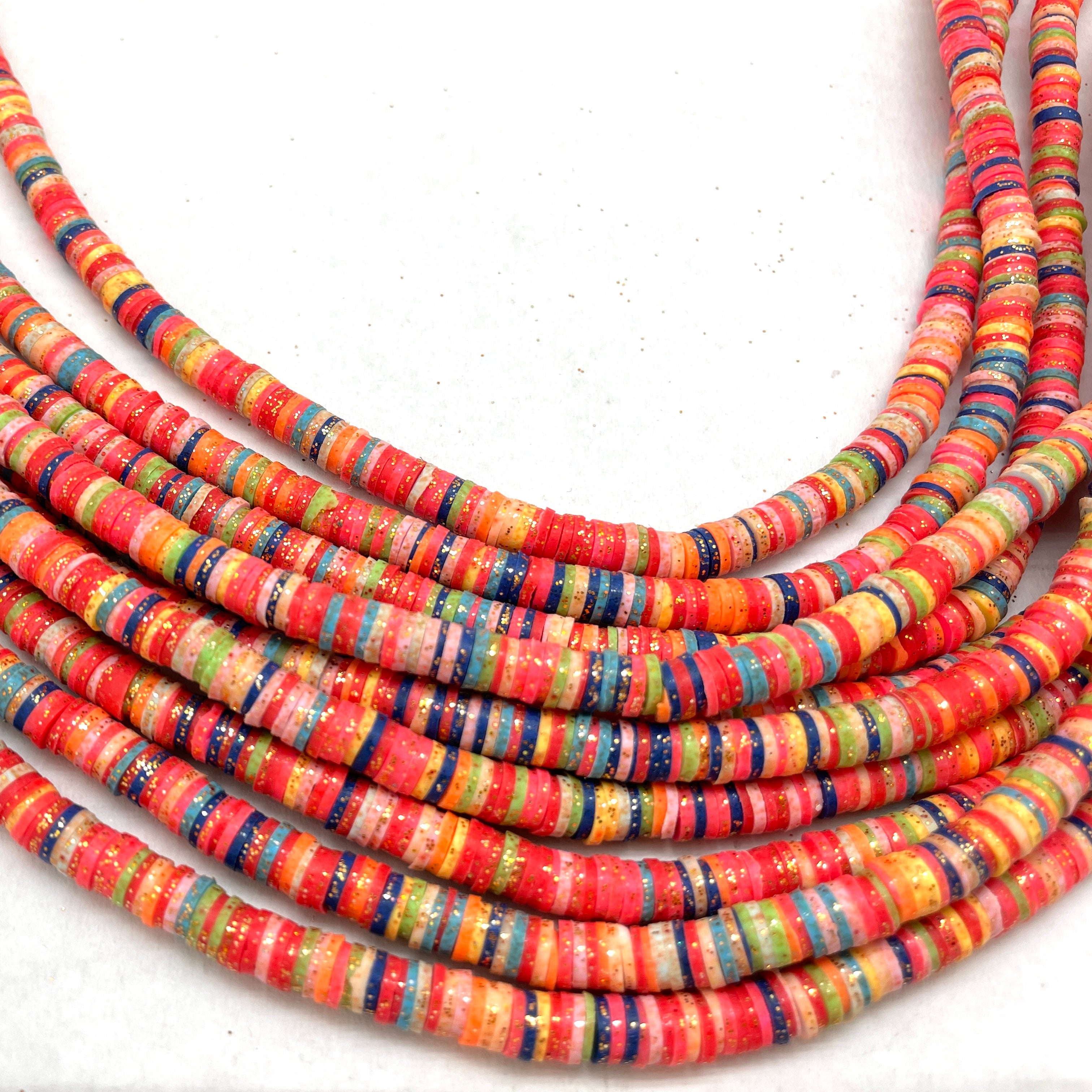 Glitter Polymer Disk Beads