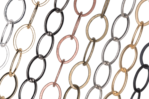 Flat Oval Cable Chain - 12x9mm - By the Spool