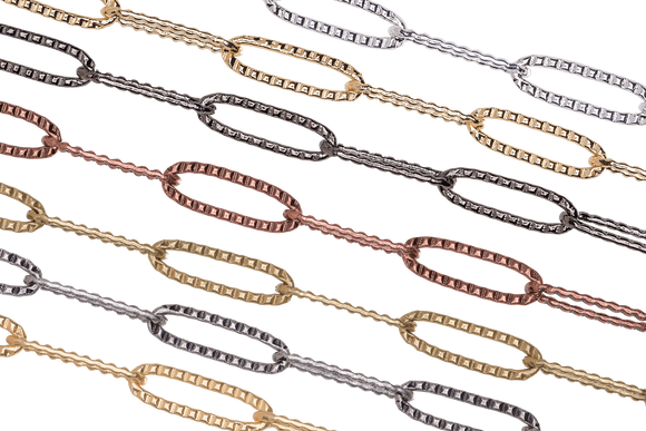 Textured Paperclip Chain - 15x5mm - By the Spool