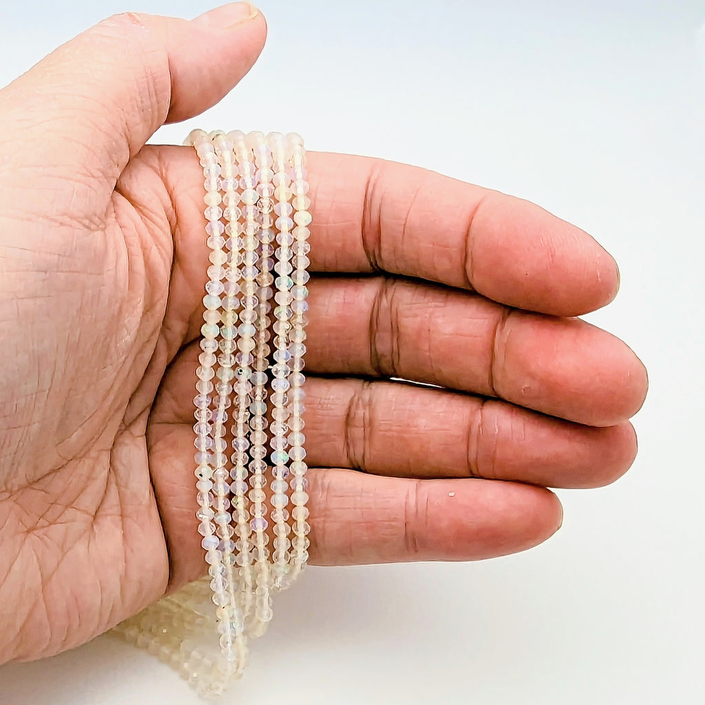 Opal Faceted Rondelles - 3mm