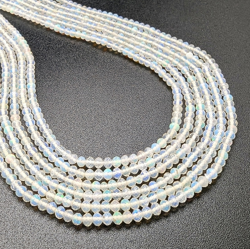 Opal Faceted Rondelles - 3mm