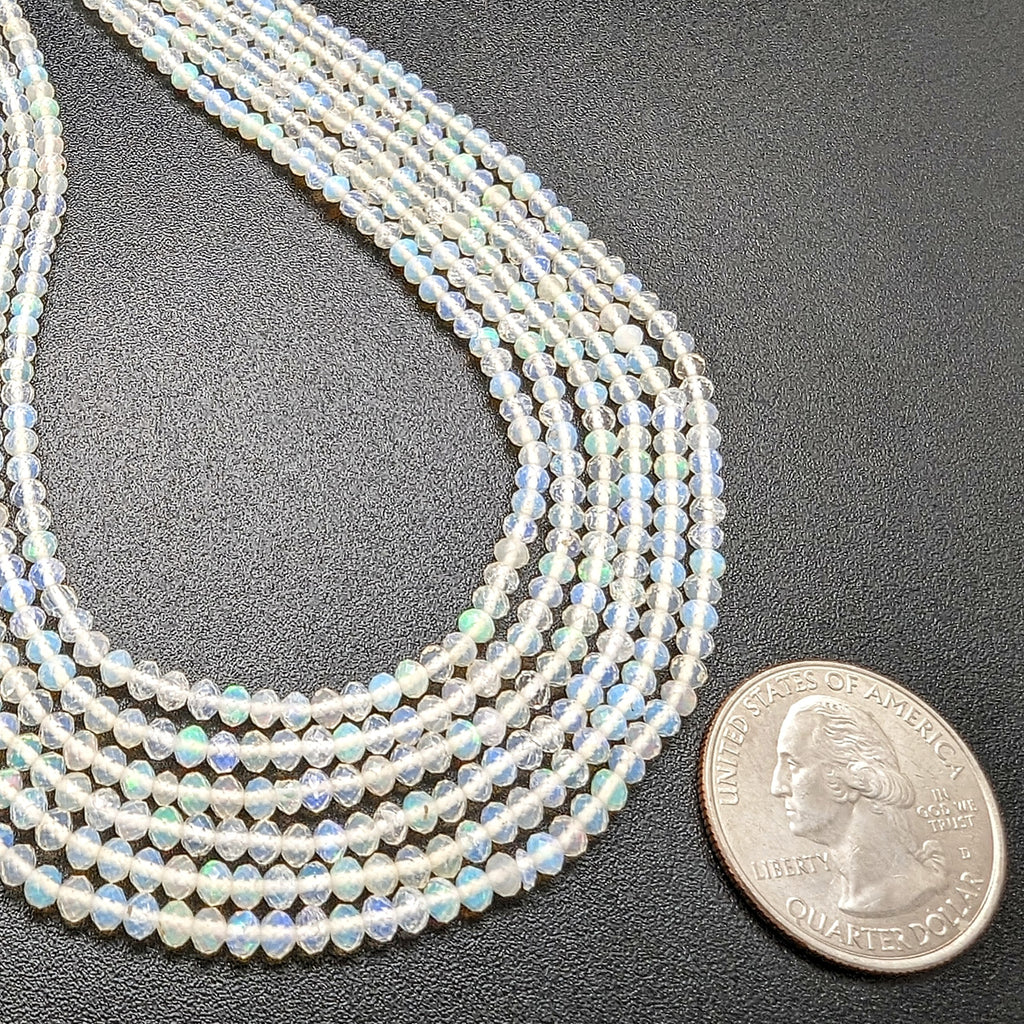 Opal Faceted Rondelles - 3mm