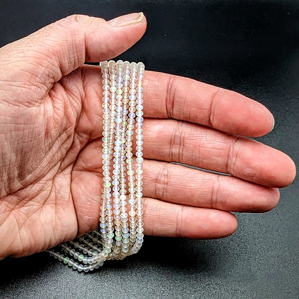Opal Faceted Rondelles - 3mm