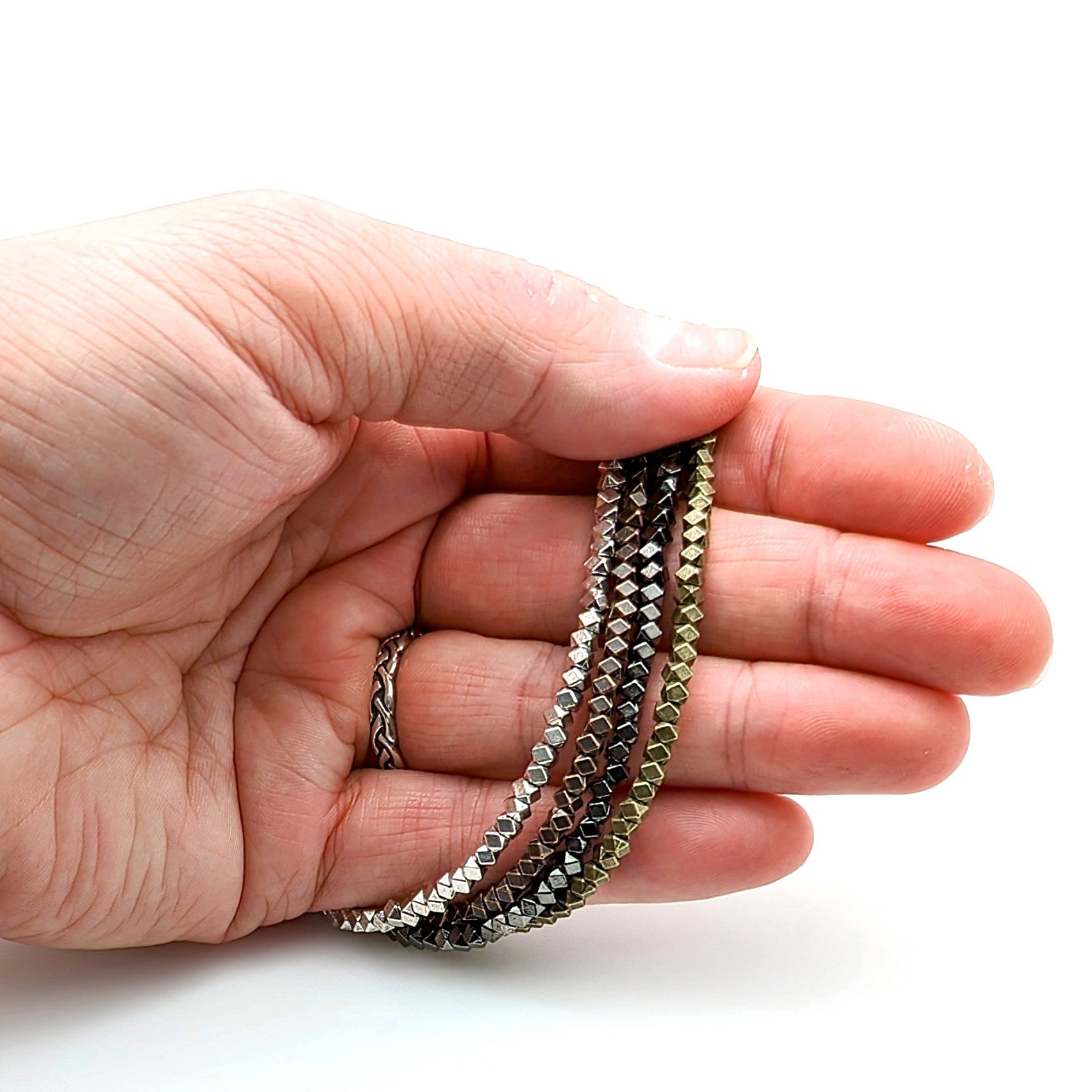 Plated Pewter Faceted Rondelles