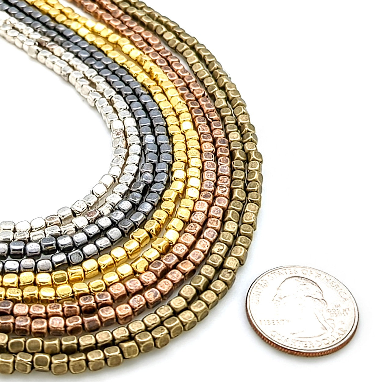 Plated Pewter 3x4mm Soft Cube