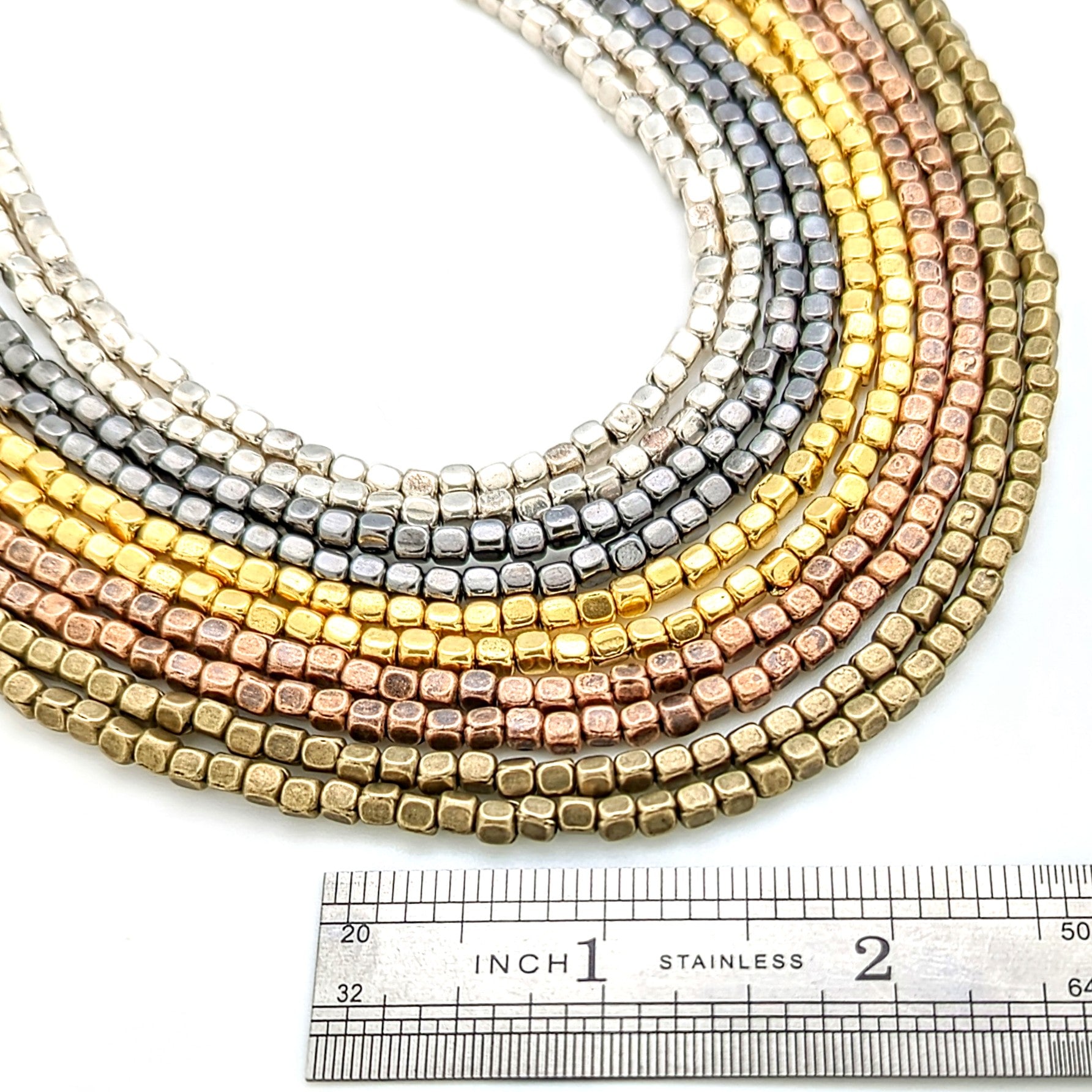 Plated Pewter 3x4mm Soft Cube