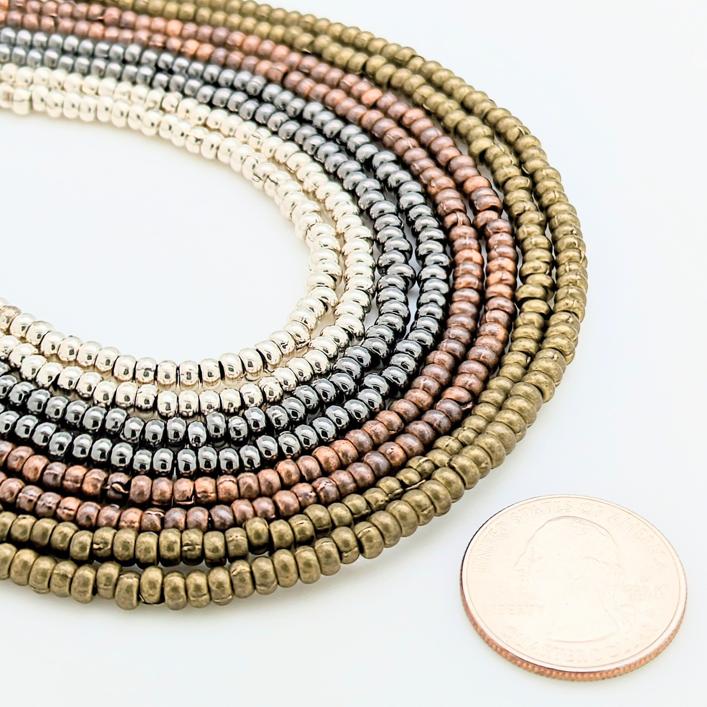 Plated Pewter 4x2mm Smooth Rondelles