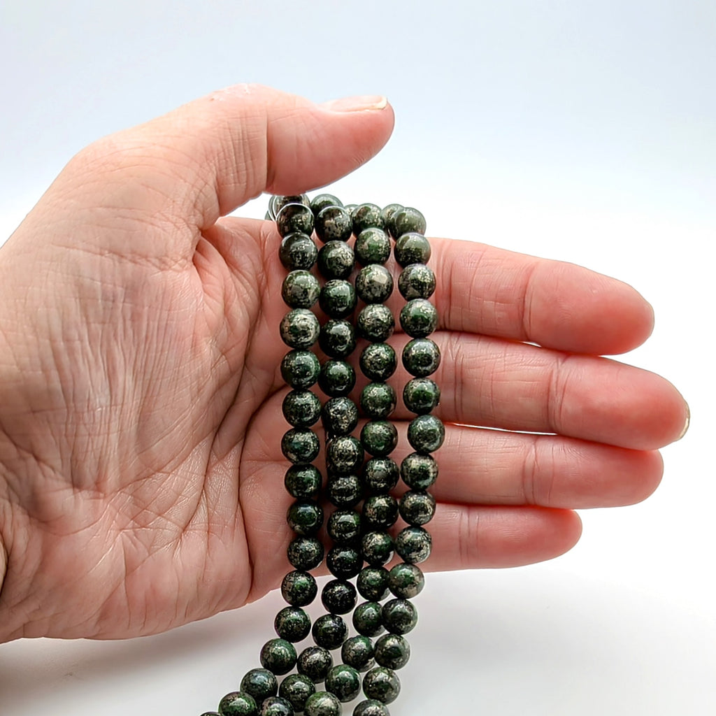 Green Pyrite Rounds - 8mm