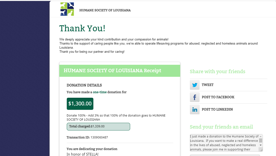 Stella Pin: Supporting The Humane Society of Louisiana