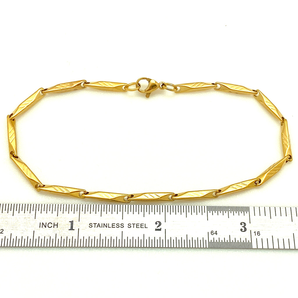 Vintage Bar Style Bracelet - Plated Stainless - 8.5"